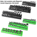 Set of magnetic socket organizers with sockets on a white background