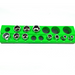 Green socket holder with multiple sockets on a white background