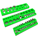 Three green tool holders with various sockets on a white background