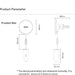 Technical diagram of a product with dimensions labeled