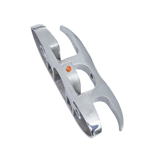 Silver metal cleat on a white background