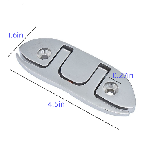 Metallic bracket with dimensions labeled on a white background