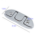 Metallic bracket with dimensions labeled on a white background