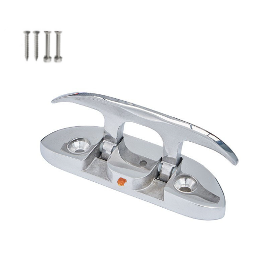 Metal cleat with screws on a white background