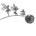 Decorative hairpin with fairy figures and a flower on a white background