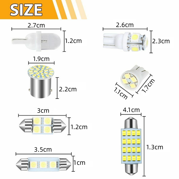 42Pcs Car Interior Combo LED Map Dome Door Trunk Light Bulbs White