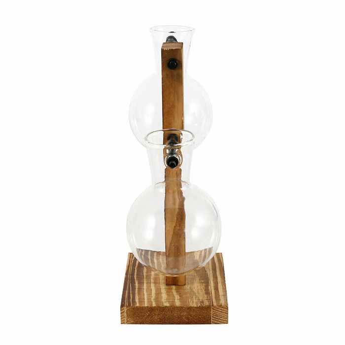 Hydroponic Vase Wooden Stand Glass Bulb Plants Container
