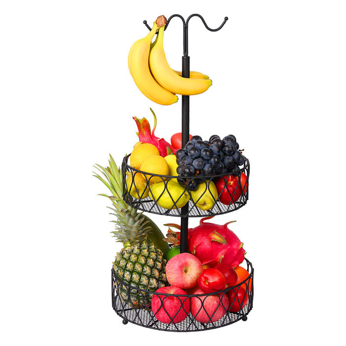 2-Tier Fruit Basket Bowl with Banana Hanger