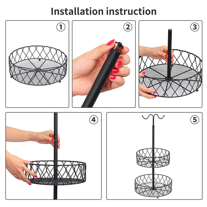 2-Tier Fruit Basket Bowl with Banana Hanger