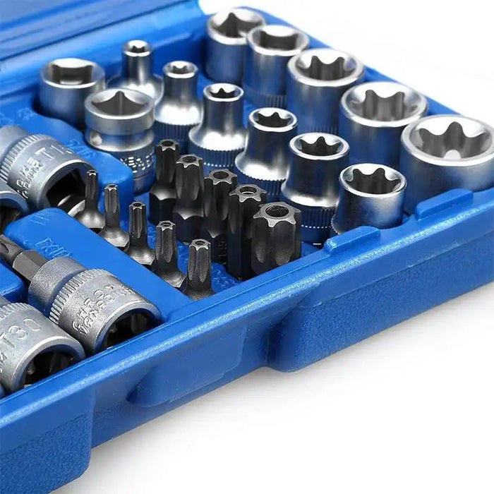34X E Torx Socket Set Female Start Bit External Hex Torque Tool Garage Car 3/8"