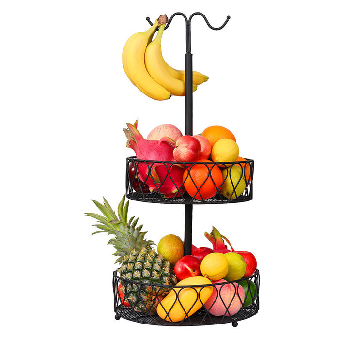 2-Tier Fruit Basket Bowl with Banana Hanger