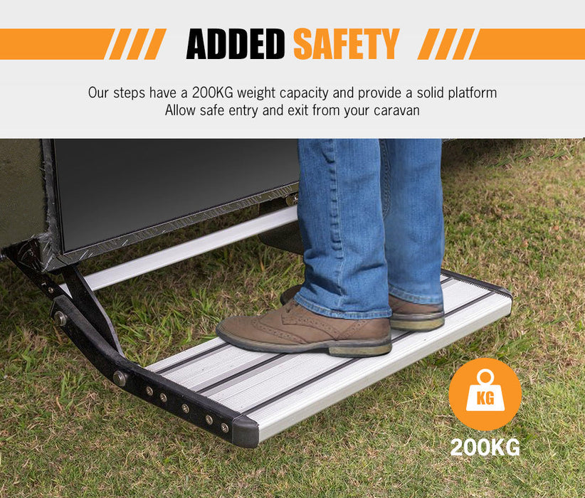 Caravan Step Aluminium Pull Out Folding Caravan Step Camper Trailer Motorhome RV