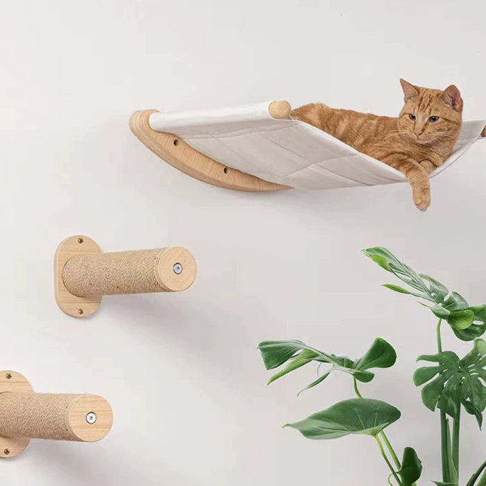 Cat Hammock Wall Mounted Cat Shelf with Two Steps
