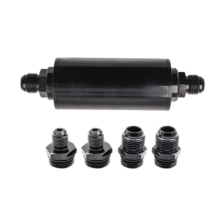 Car 50mm Inline Gas Fuel Filter High Flow 6AN 8AN 10AN Black