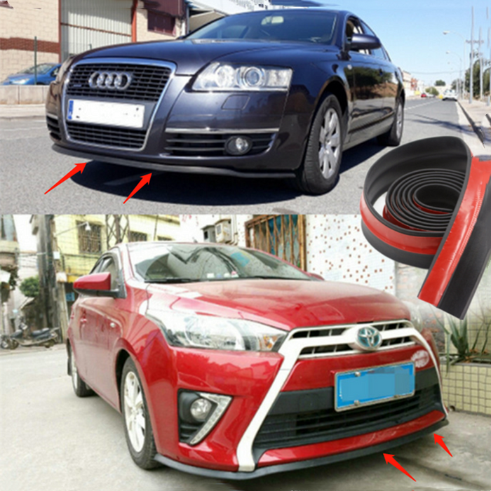 Car Front Bumper Lip Skirt Protector Splitter Body Spoiler Rubber Universal 2.5M