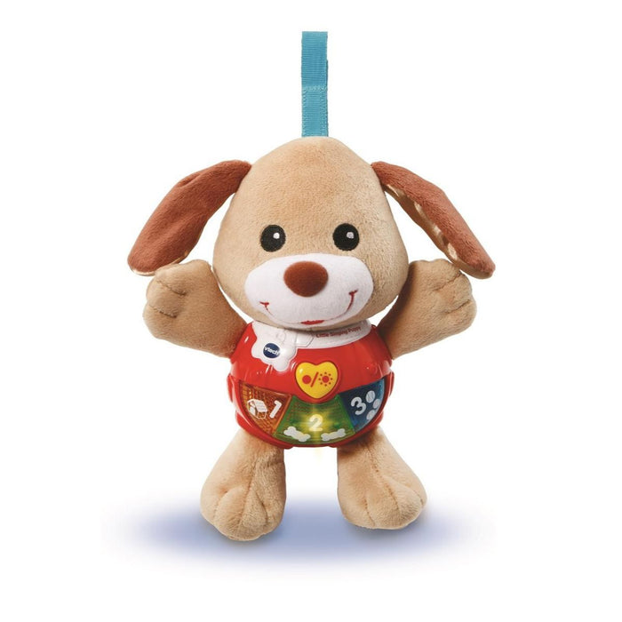 Plush dog toy with colorful on a white background