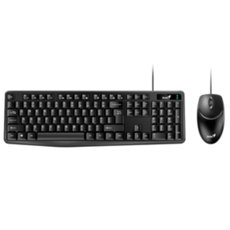 Black keyboard and mouse set on a white background