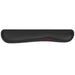 Black wrist rest with a red logo on a white background