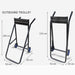 Outboard trolley with dimensions labeled on a white background