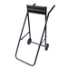 Black metal stand with wheels on a white background