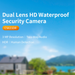 Dual lens HD waterproof security camera with outdoor setting