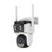 Outdoor security camera with antennas on a white background