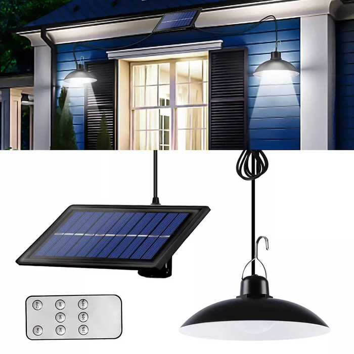 Solar Powered Hanging Pendant Light Garden Outdoor Patio Shed LED Lamp Lighting