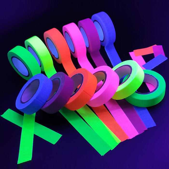 6 Colors Neon Cloth Tape Glow in Dark UV Light / Blacklight Tape