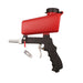 Red and black spray gun with attachments on a white background
