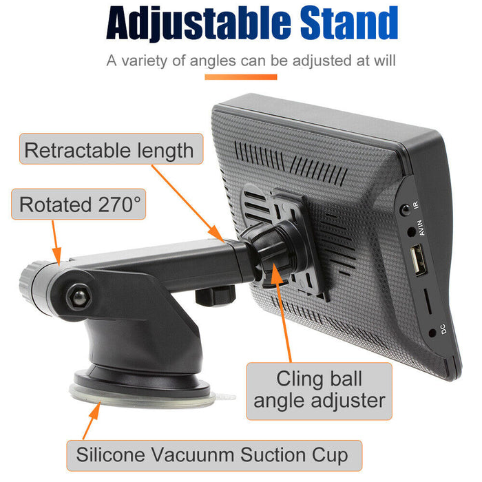 Car mount with adjustable stand features on a white background