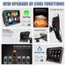 Promotional image of a car multimedia system with various features highlighted.