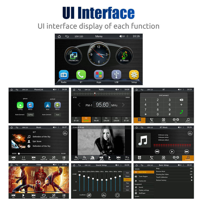 UI interface display of various functions on a digital screen