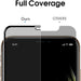 Smartphone with screen protector labeled 'Full Coverage' comparing 'Ours' to 'Others'.