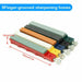 Set of 5 finger-grooved sharpening stones with measurements on a white background