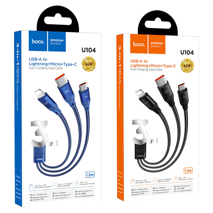 3in1 Charging Cable Type C Lightning Micro USB