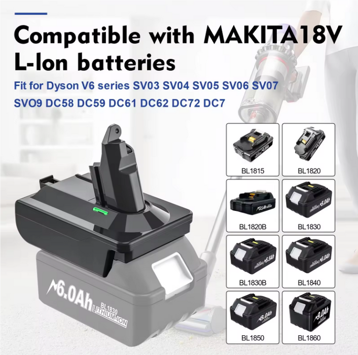 Makita to Dyson V6 Vacuum Cleaner Battery Adapter Converter