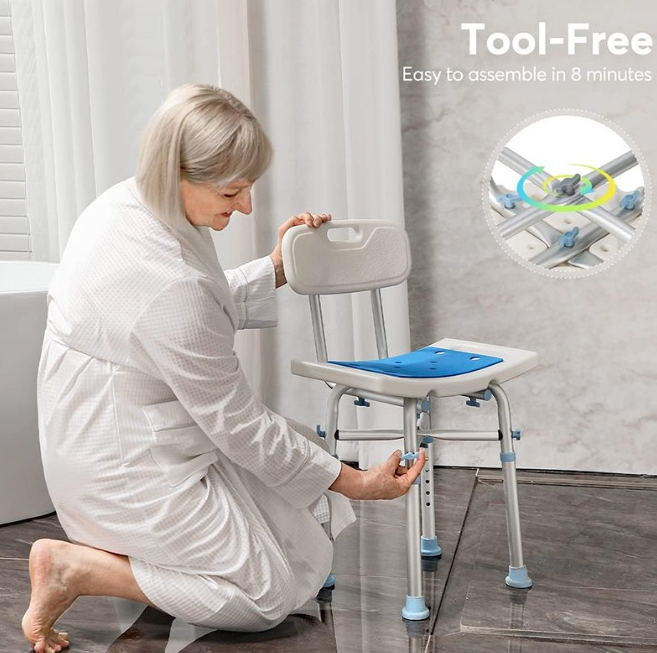 Heavy Duty Shower Chair with Back Height Adjustable
