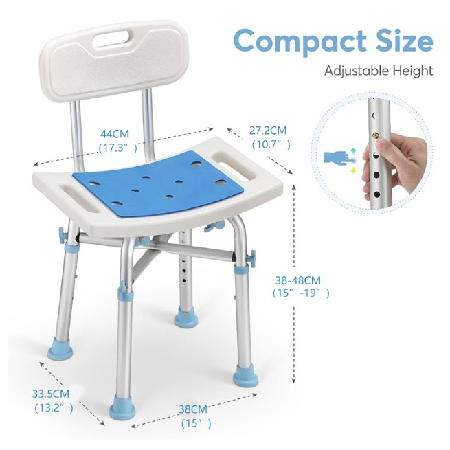 Heavy Duty Shower Chair with Back Height Adjustable