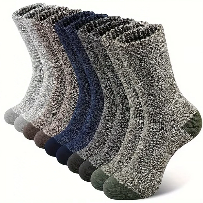 5 Pairs Men's Merino Wool Hiking Socks – Thick Warm Winter Crew Socks