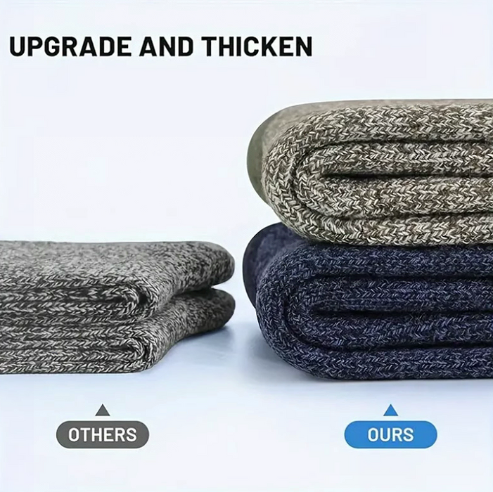 5 Pairs Men's Merino Wool Hiking Socks – Thick Warm Winter Crew Socks