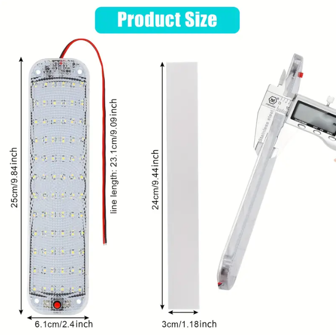 12V 24V LED Car Interior Lights Roof Doom Light White Camper Van Boat Caravan