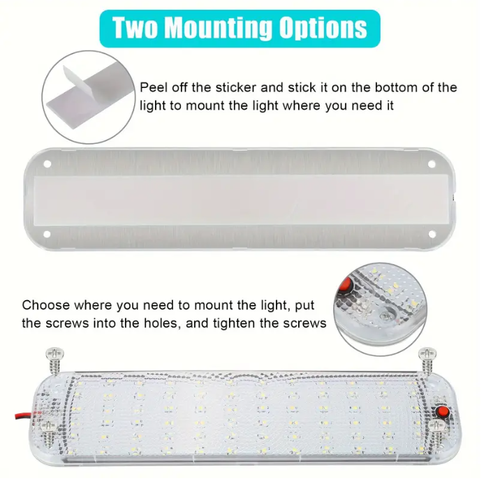 12V 24V LED Car Interior Lights Roof Doom Light White Camper Van Boat Caravan