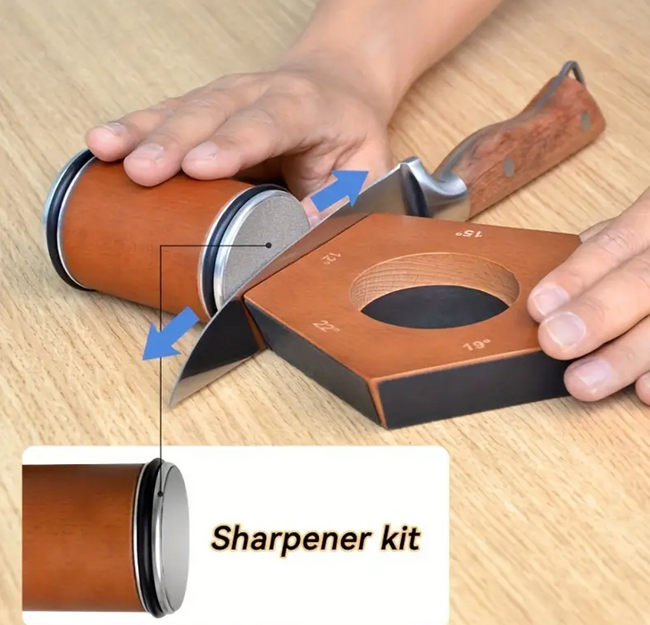 Rolling Knife Sharpener Kit with 5 Angle Magnetic Holder & Diamond Sharpening Discs