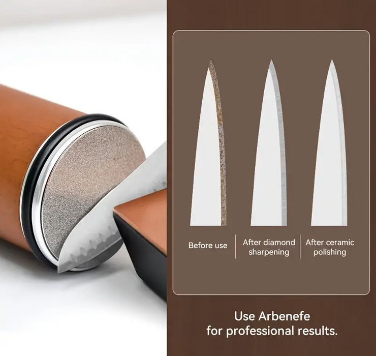 Rolling Knife Sharpener Kit with 5 Angle Magnetic Holder & Diamond Sharpening Discs