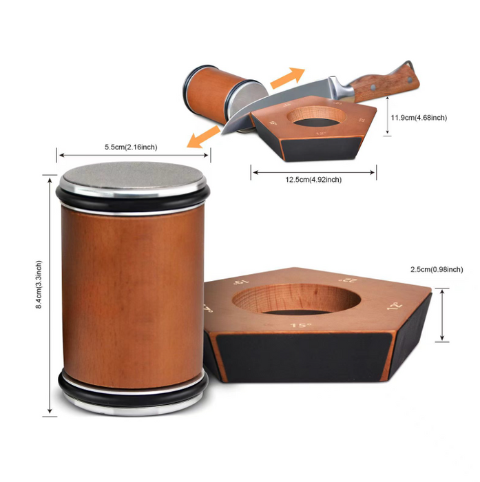 Rolling Knife Sharpener Kit with 5 Angle Magnetic Holder & Diamond Sharpening Discs