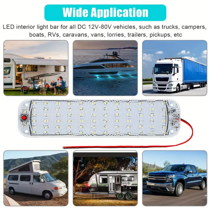 12V 24V LED Car Interior Lights Roof Doom Light White Camper Van Boat Caravan