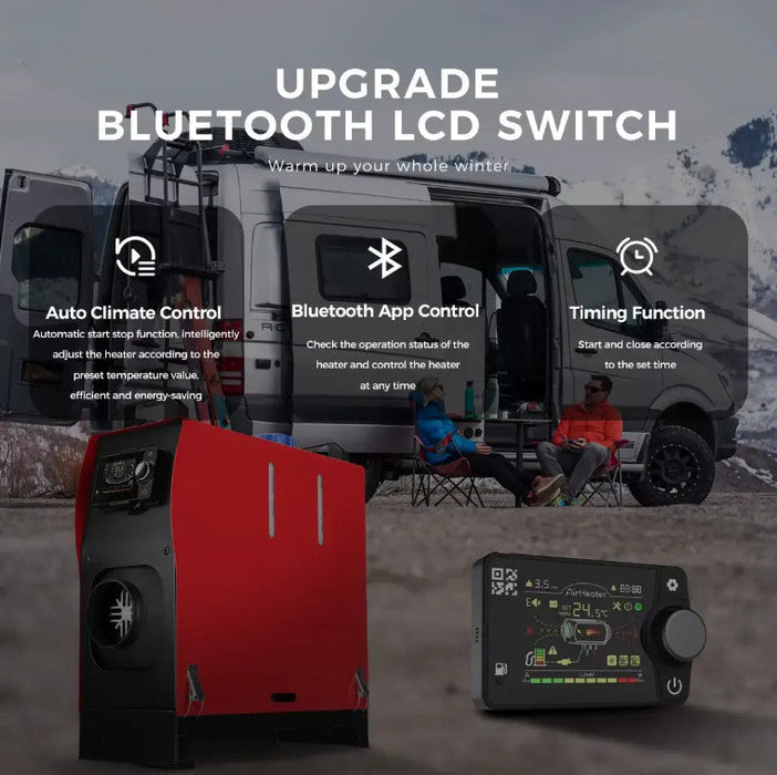 8KW 12V All-in-One Diesel Air Heater with Bluetooth App Control for Caravan, RV & Motorhome