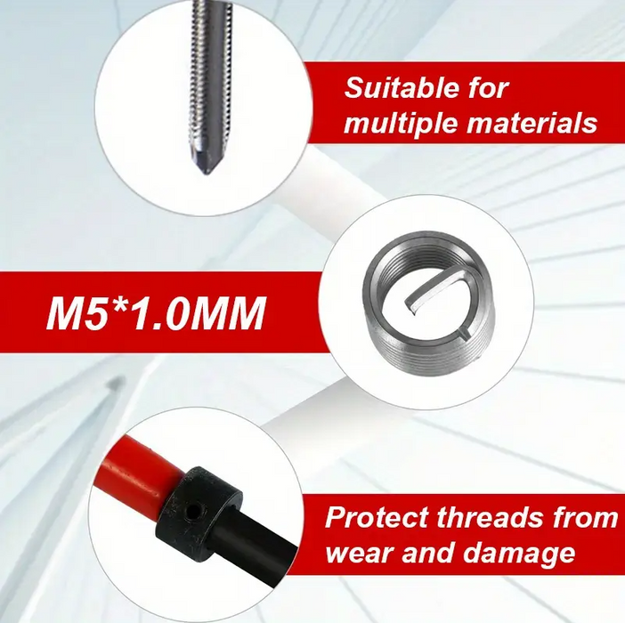 30PCS M5 Helicoil Type Insert Thread Repair Tool Kit