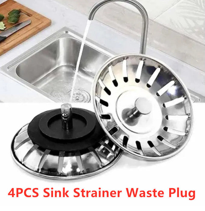4 x Kitchen Waste Stainless Steel Sink Strainer Plug Drain Filter Basket Drainer
