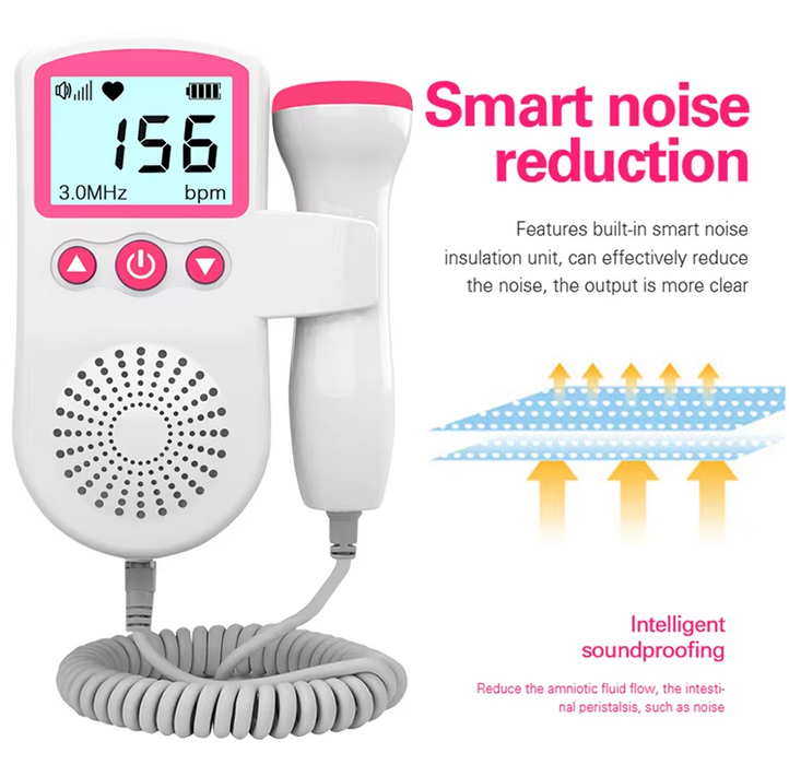 Baby Fetal Doppler Heartbeat Monitor with LCD Display & Speaker